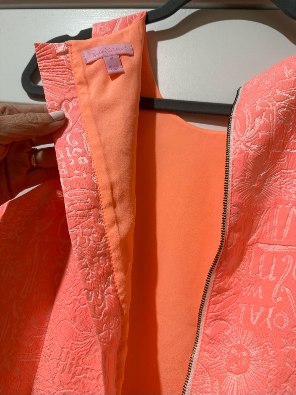 Lilly Pulitzer Coral Textured Ruffle-Hem Mini Dress - Picture 7 of 7